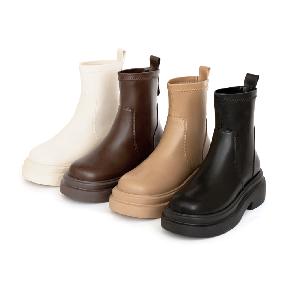 安可返場輕量底素面瘦瘦短靴 咖啡色