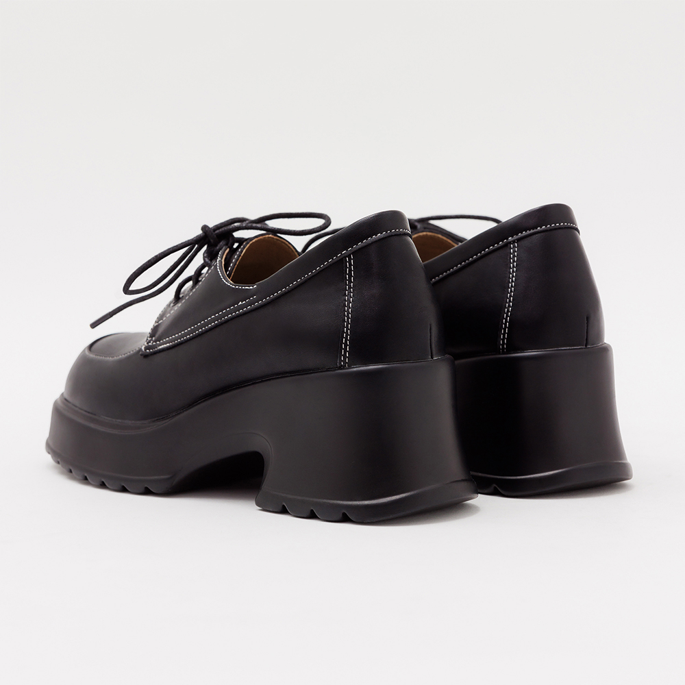 Preppy Style Lightweight Lace-up Derby Shoes Black