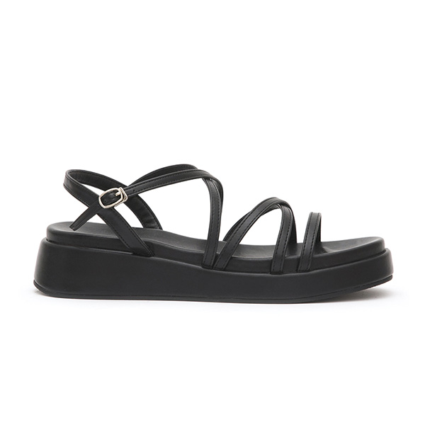 Cross-Strap Thick Sole Sandals Black