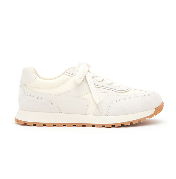 Korean-Style Genuine Leather Retro Casual Sneakers Beige