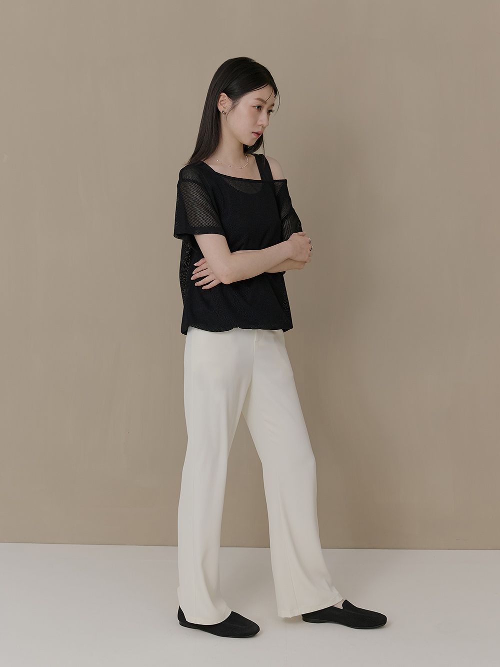 【3D零感雲織鞋】素面方頭樂福鞋 午夜黑