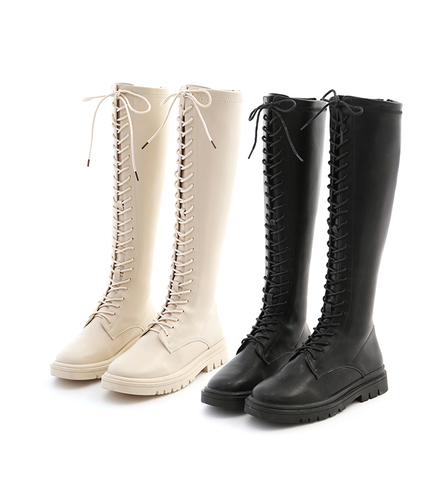 Soft Faux Leather Tall Martin Boots Vanilla
