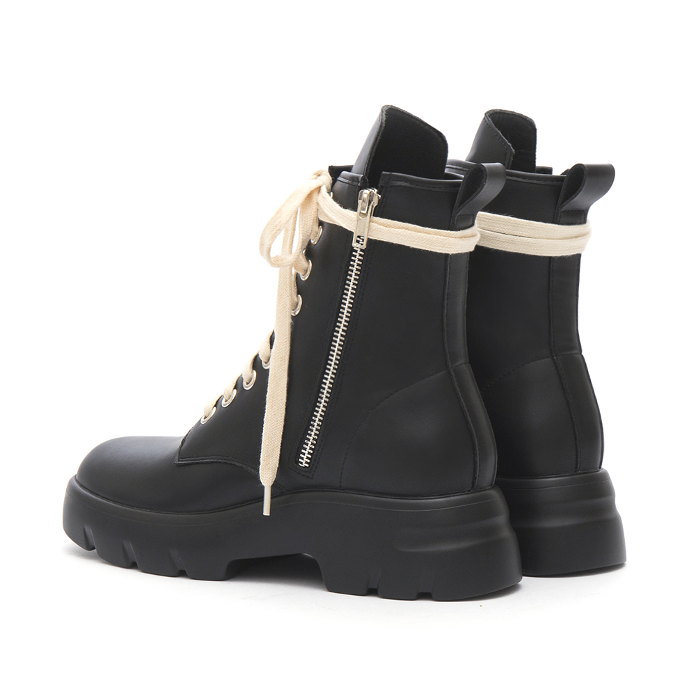 Lightweight Sole Colorblock Combat Ankle Boots Black