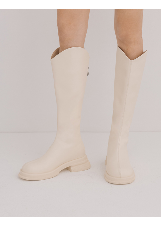 V-cut Under-The-Knee Boots Vanilla