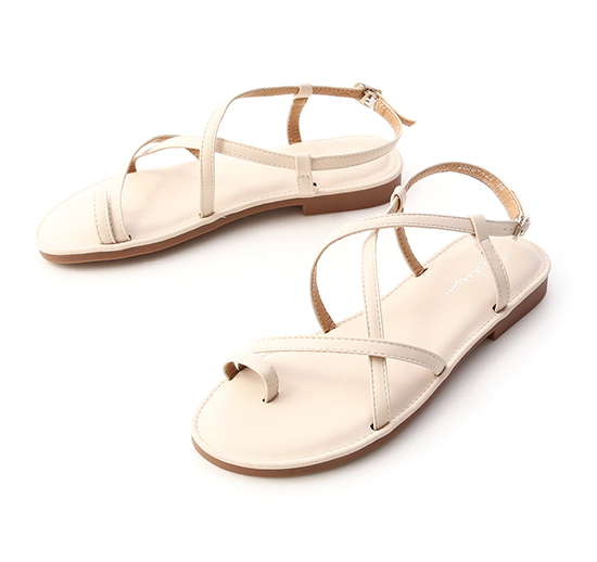 Toe Loop Cushioned Sandals French Vanilla White