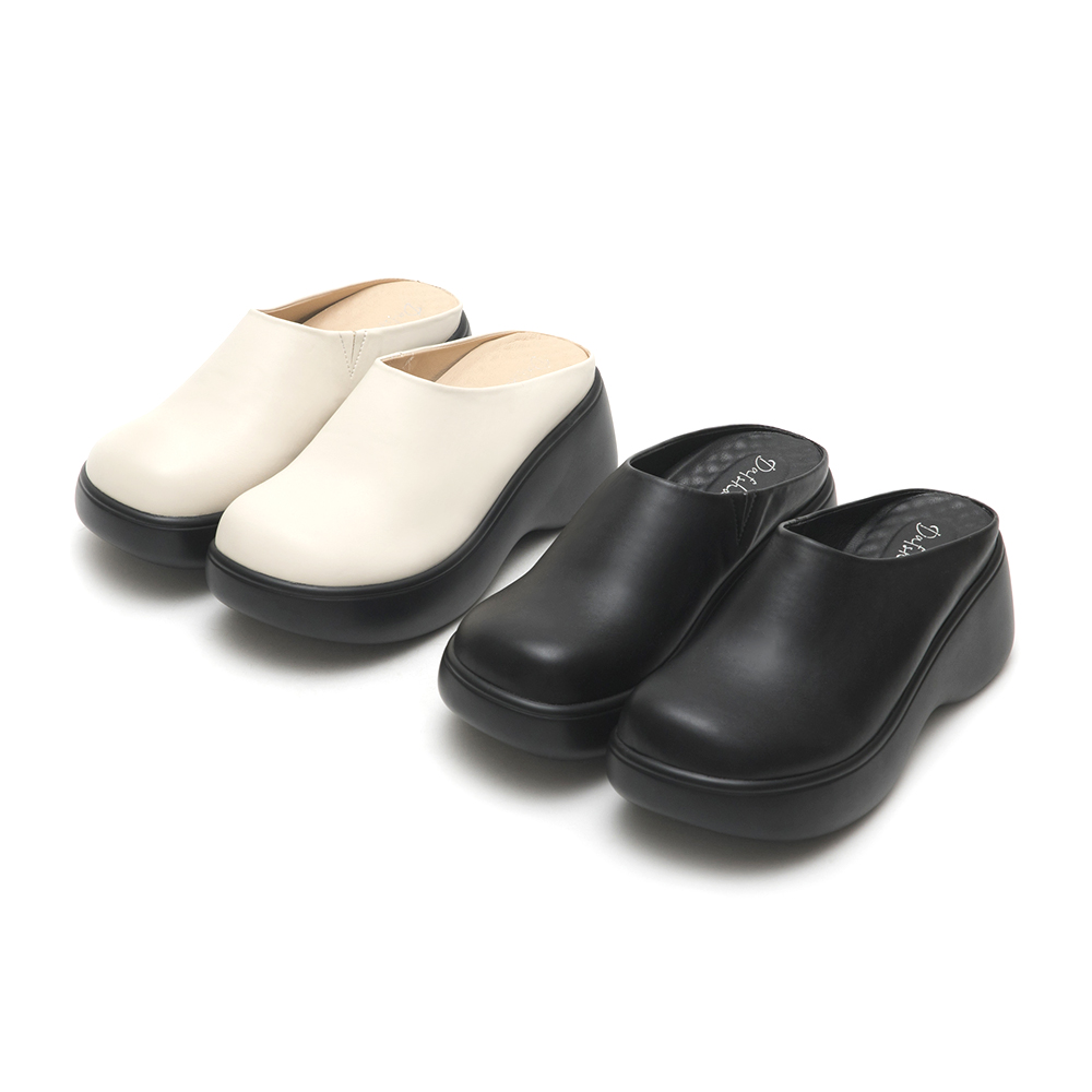 Plain Lightweight Thick Sole Mules Black