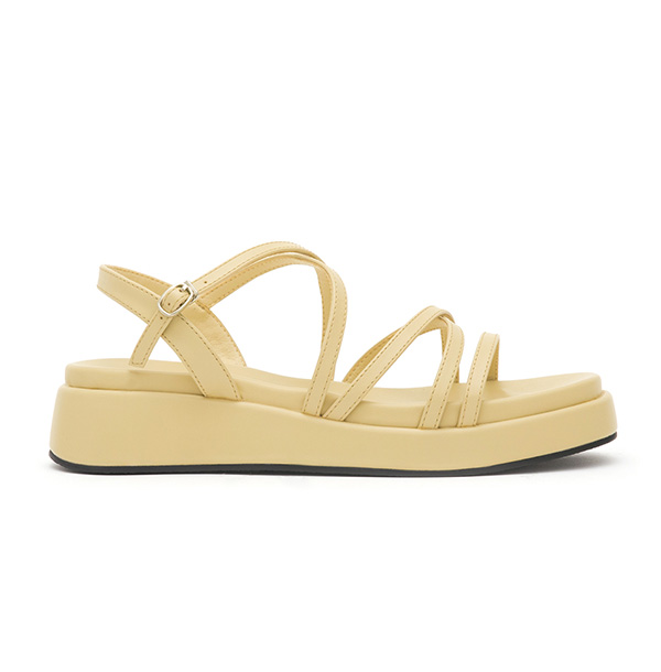 Cross-Strap Thick Sole Sandals Yellow