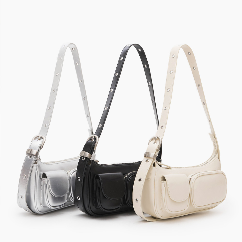 Multi-Pocket Crossbody Bag Silver