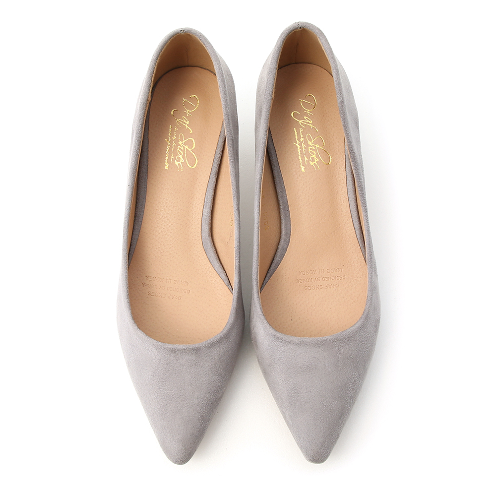 Classic Faux Suede Pointed Toe Kitten Heels Grey │ Daf Official Online Shop 