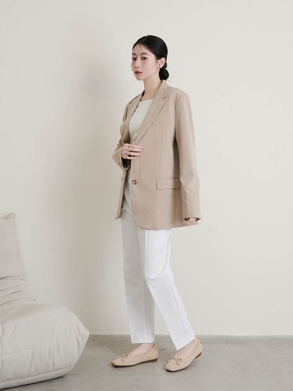 【3D零感雲織鞋】蝴蝶結方頭芭蕾鞋 密茶杏