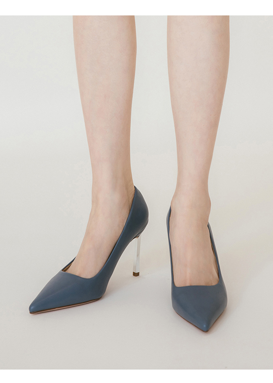 Plain Pointed Toe 9cm High-Heels 靛藍色