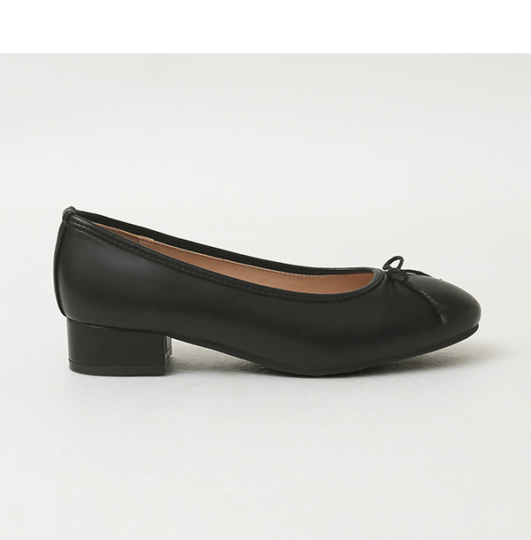 4D Cushioned Double-strap Low Heel Ballet Shoes Black