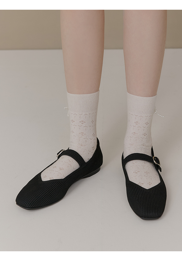 【3D零感雲織鞋】方頭瑪莉珍鞋 午夜黑