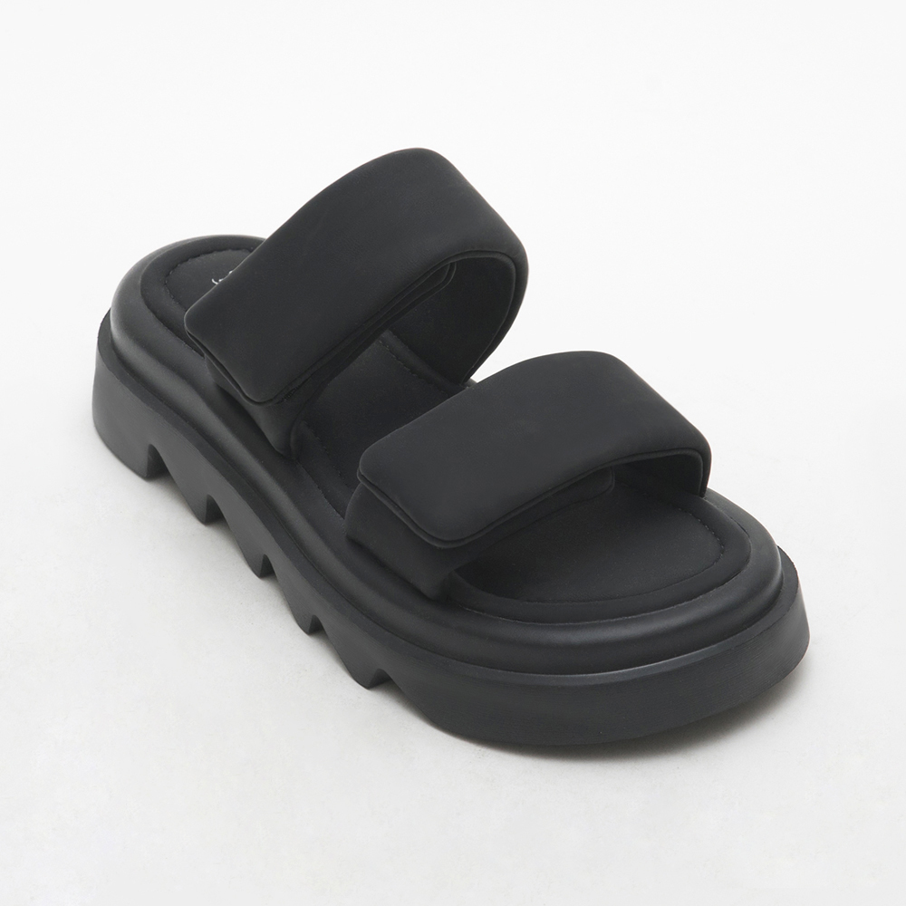 Air Cushion Double Strap Comfy Slippers Black