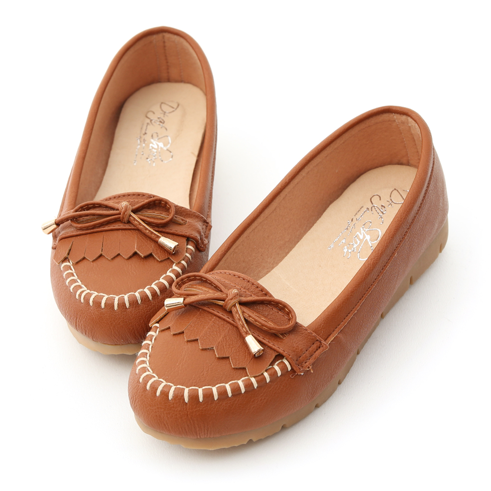 MIT Bow and Fringe Detail Moccasins Brown