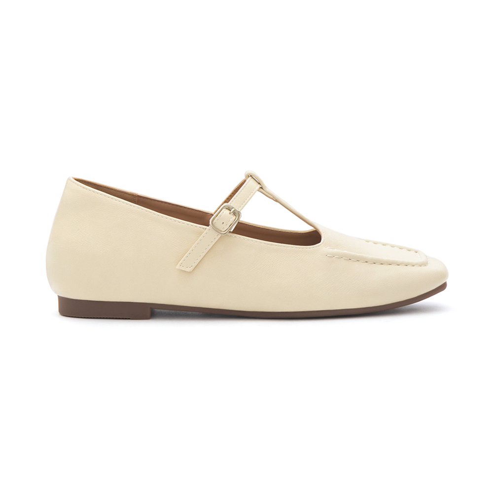 T-Strap Flat Mary Jane Shoes White