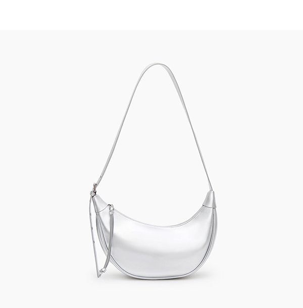 Crescent-Shaped Hobo Bag Silver