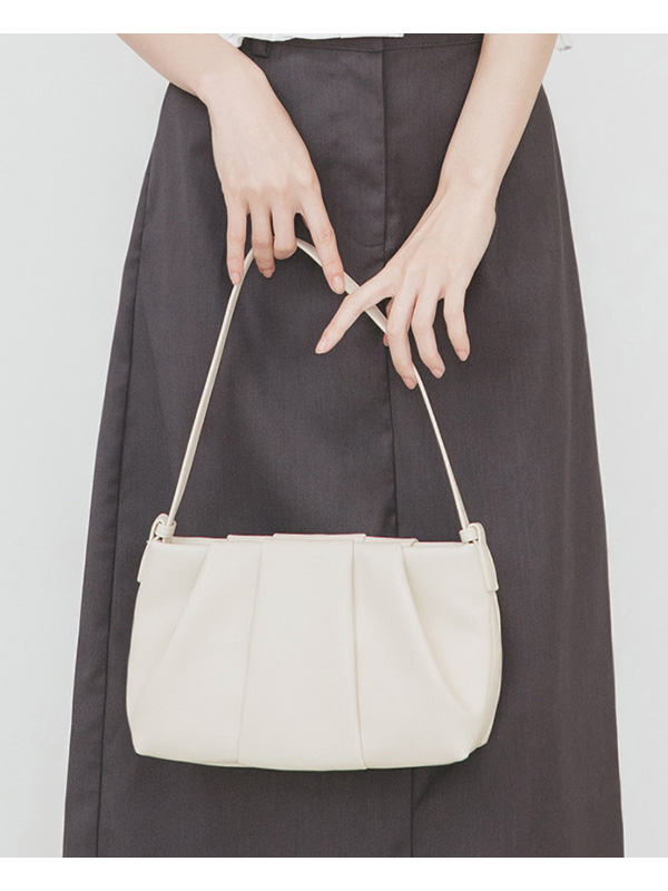 Cloud Ruched Shoulder Bag Beige