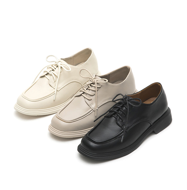 Soft Lace-Up Derby Shoes Vanilla