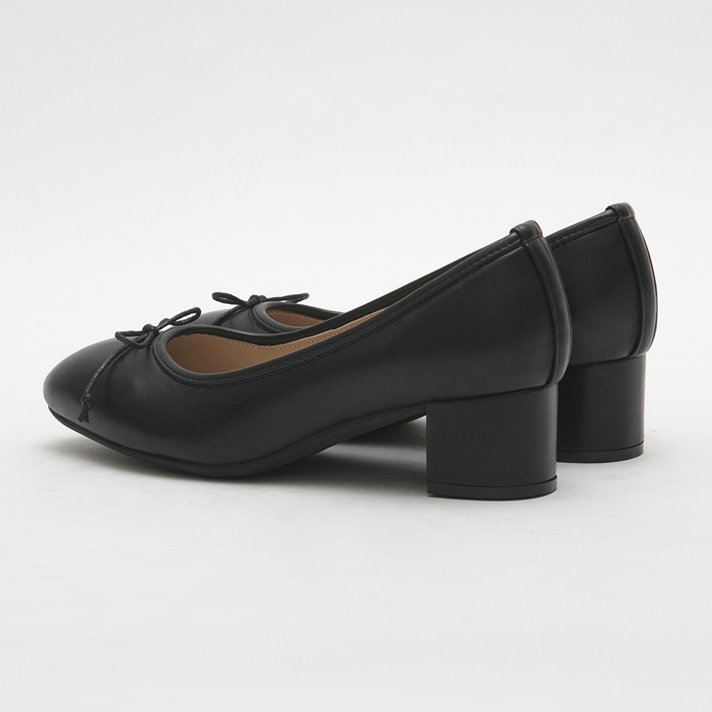 4D Cushioned Mid-Heel Ballets Shoes Black