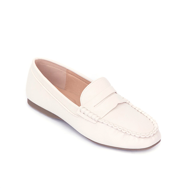 秋冬輕著4D氣墊豆豆底樂福鞋 米白色