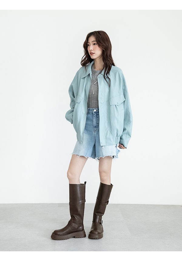 復古騎士釦環排釦機車長靴 咖啡