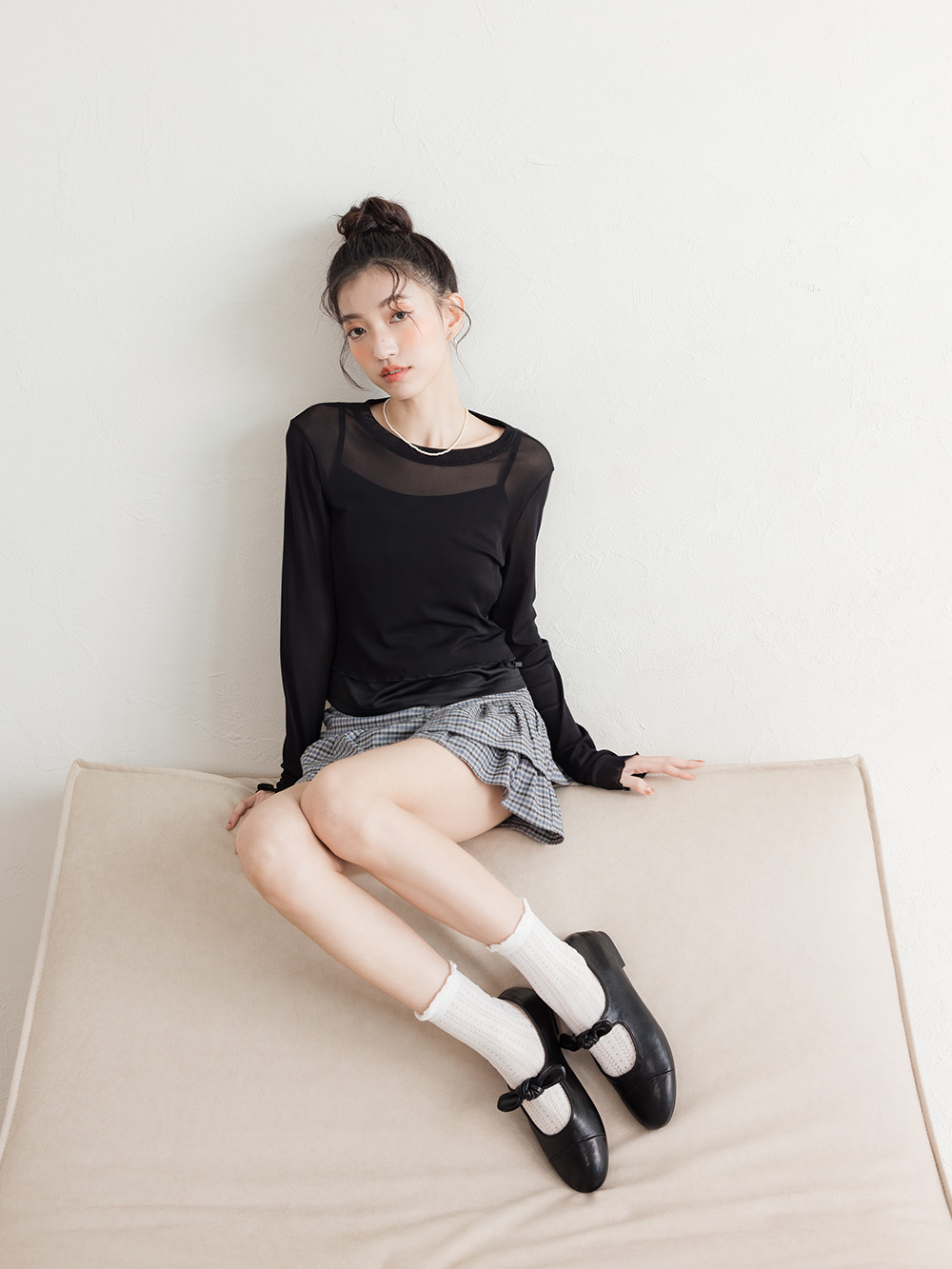 可愛啾啾蝴蝶結小香風瑪莉珍鞋 黑