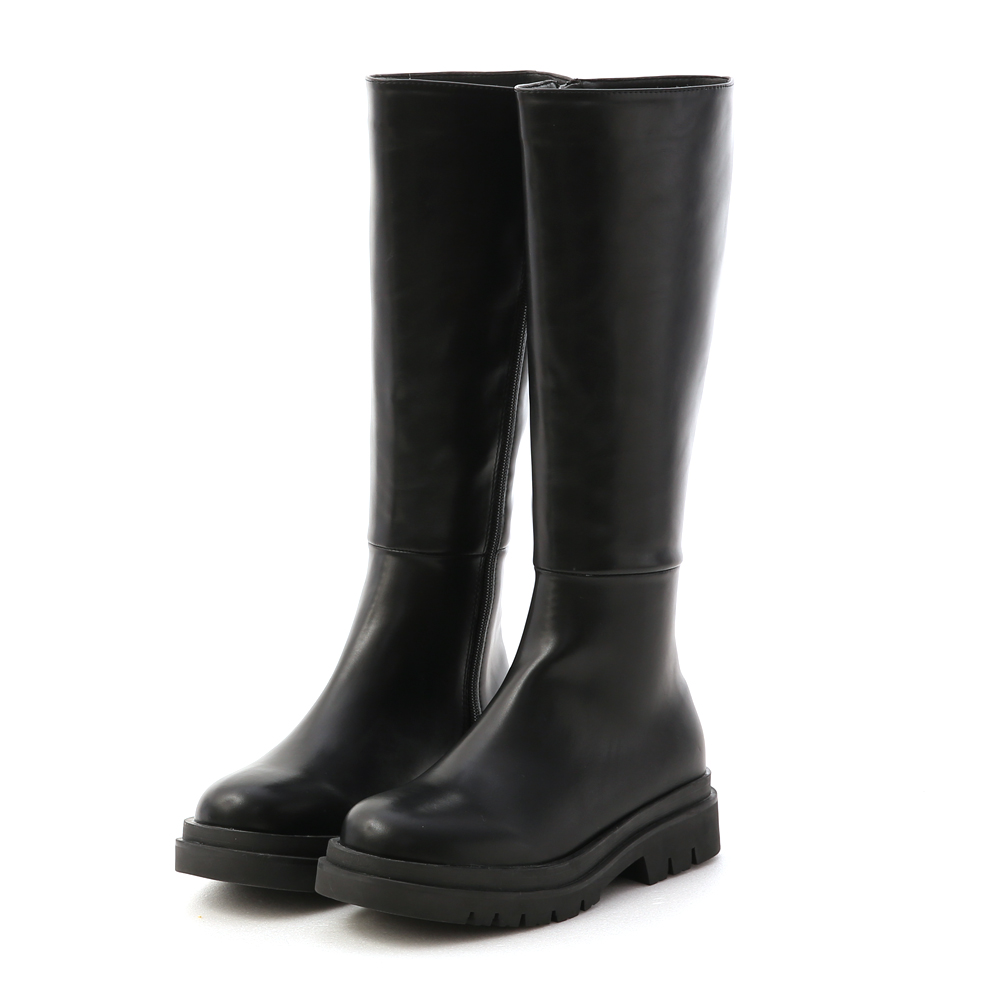 Thick Sole Knee-High Boots Black