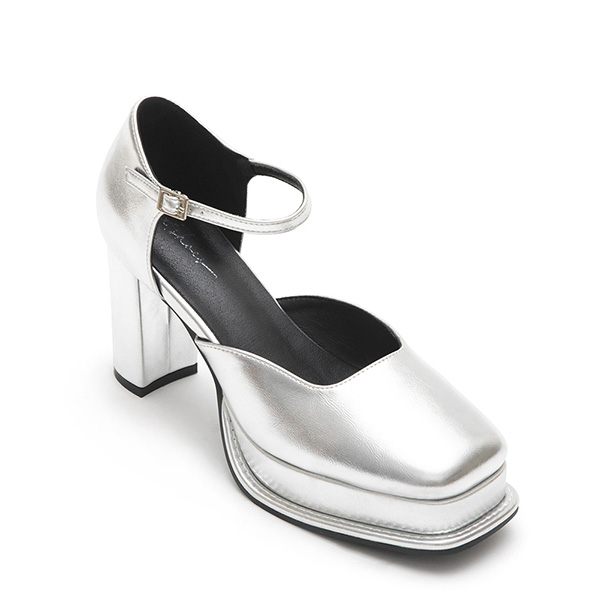 Platform Mary Jane Heels Silver