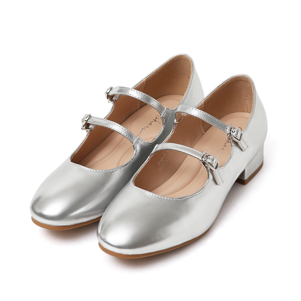 淘氣甜心．4D氣墊雙帶低跟瑪莉珍鞋 時髦銀