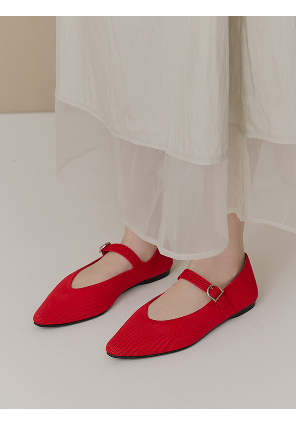 【3D零感雲織鞋】尖頭瑪莉珍鞋 熱戀紅