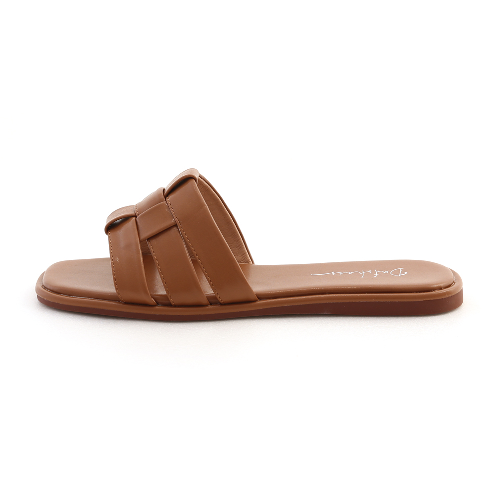 Flat Woven Slides Brown