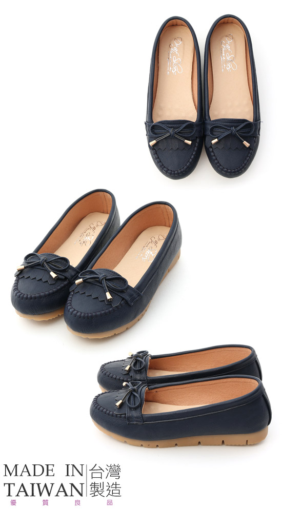 MIT Bow and Fringe Detail Moccasins Blue