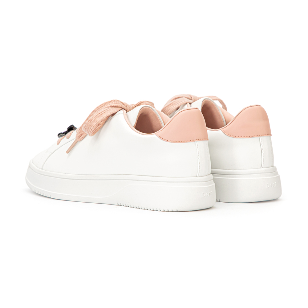 【Disney】牡蠣寶寶雙色鞋帶小白鞋 草莓粉