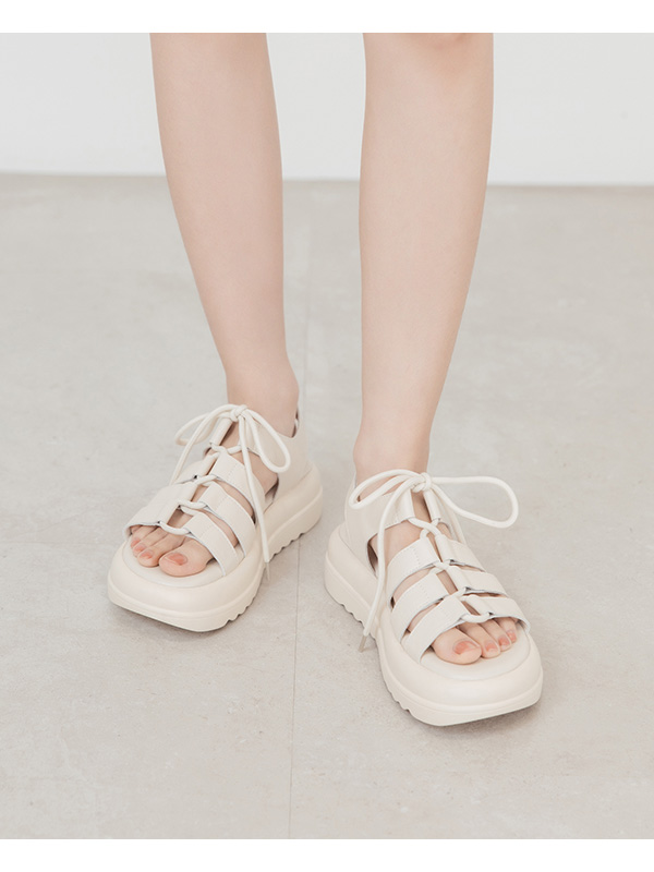 Lace-up Platform Roman Sandals 米