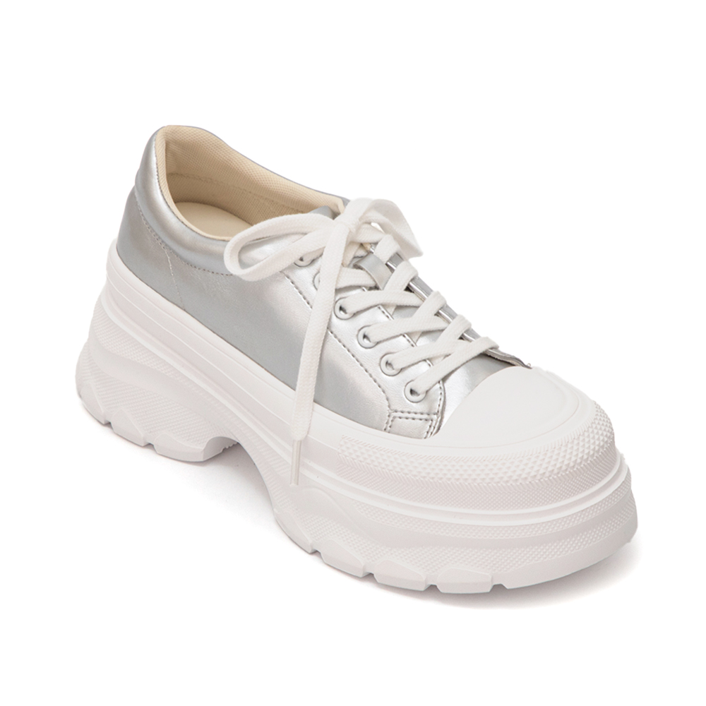 零重力輕運動厚底增高休閒鞋 銀色