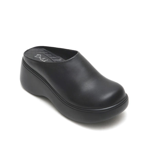 Plain Lightweight Thick Sole Mules Black