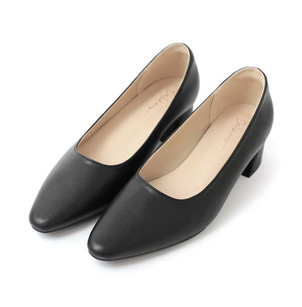 Minimalist Pointed-Toe 4cm Low Heels Black