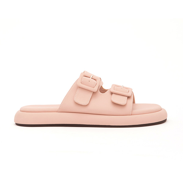 Pastel Square Buckle Cute Flat Sandals Pink