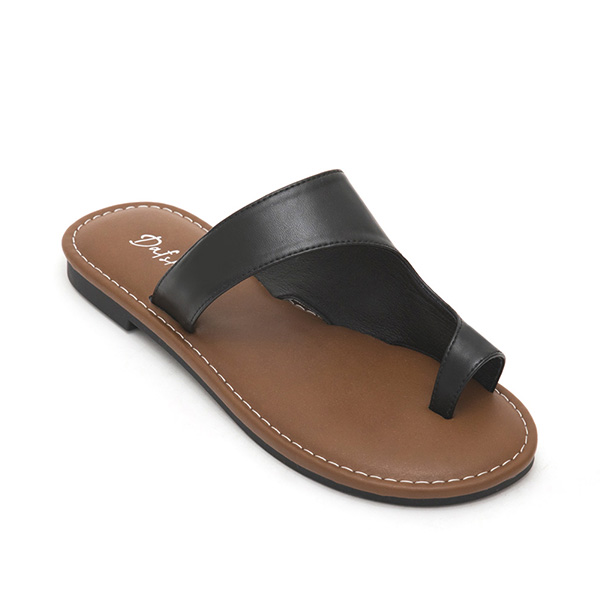 Streamlined Toe Ring Soft Slippers Black