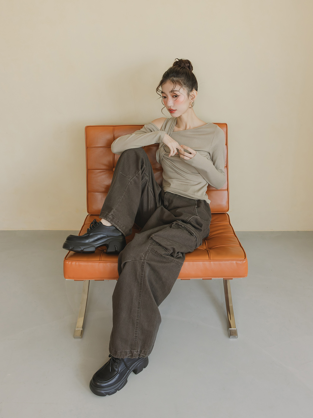 模範校花輕量鋸齒增高底德比鞋 黑