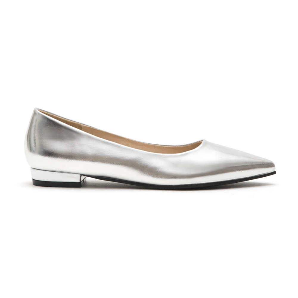 Classic Pointed Toe Ballet Flats Silver