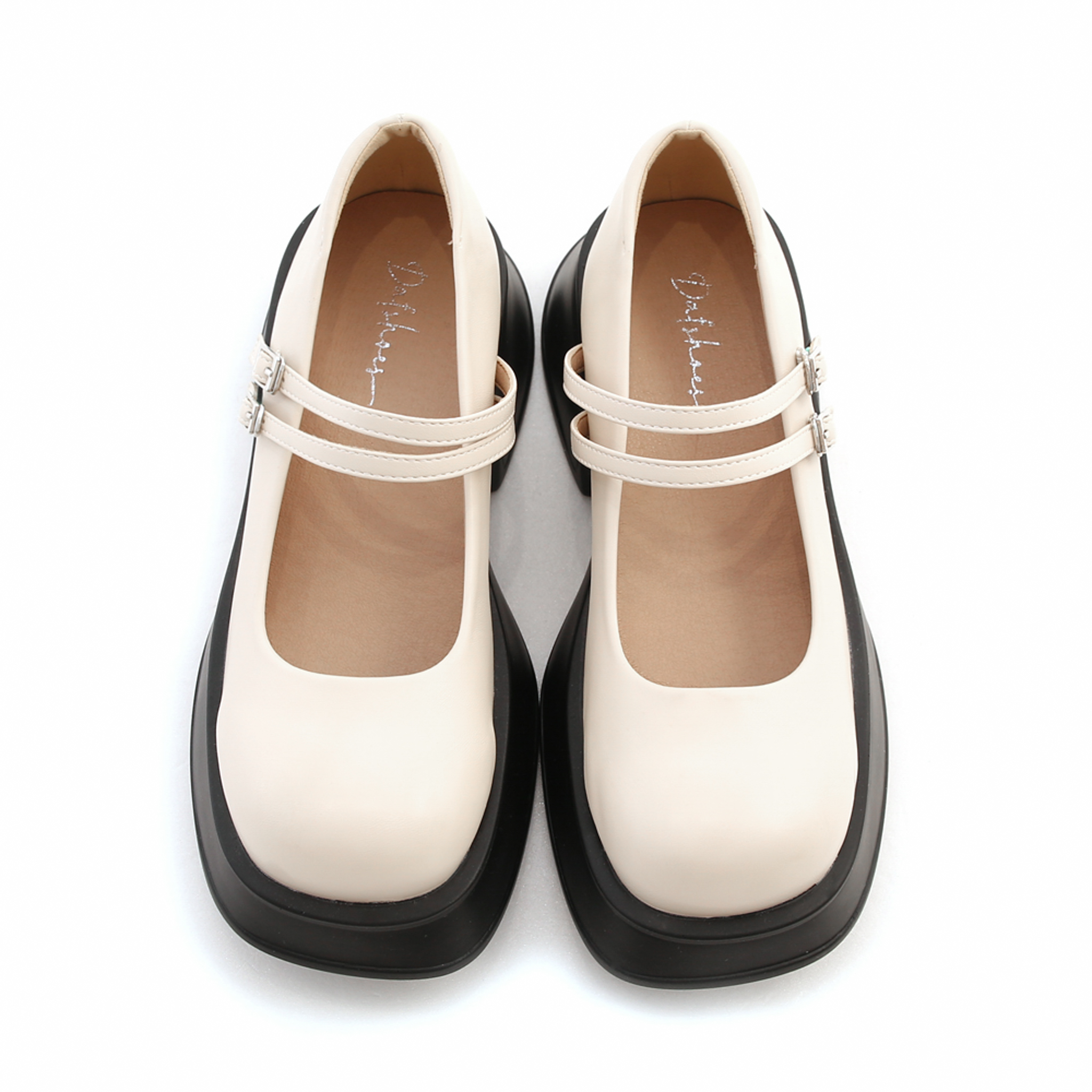 Lightweight Double Straps Mary Jane Shoes Vanilla