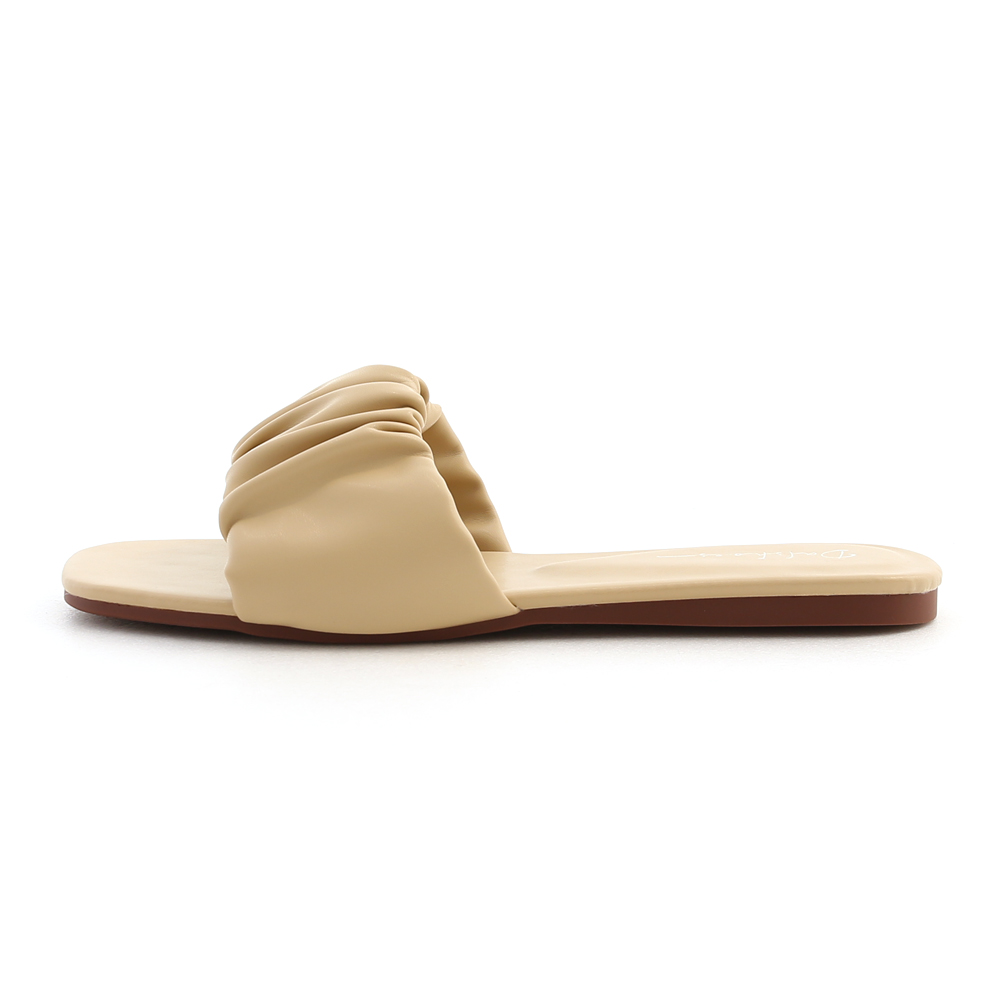 Flat Ruched Slides Yellow