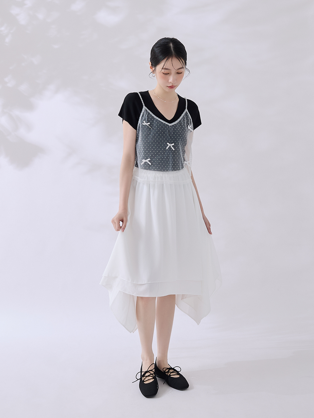 【3D零感雲織鞋3.0】多穿法綁帶芭蕾娃娃鞋 時尚黑