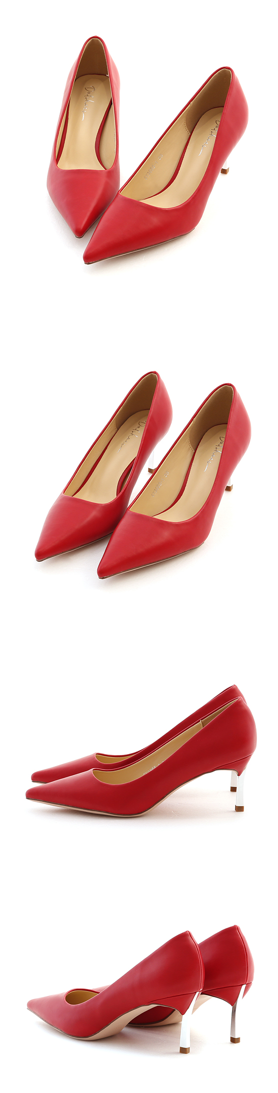 Plain Pointed Toe 6cm High-Heels Red