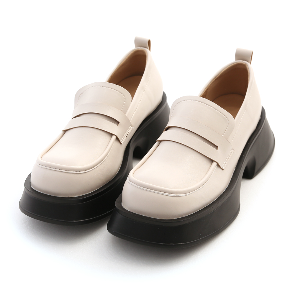 Classic Lightweight Thick-Soled Loafers French Vanilla White