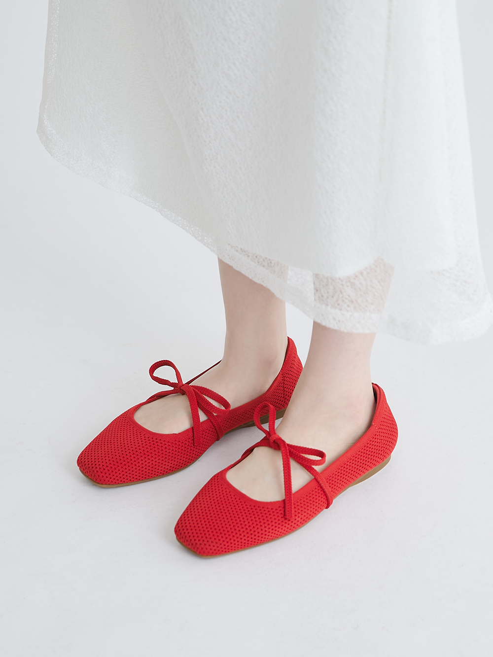 【3D零感雲織鞋】綁帶方頭瑪莉珍鞋 熱戀紅