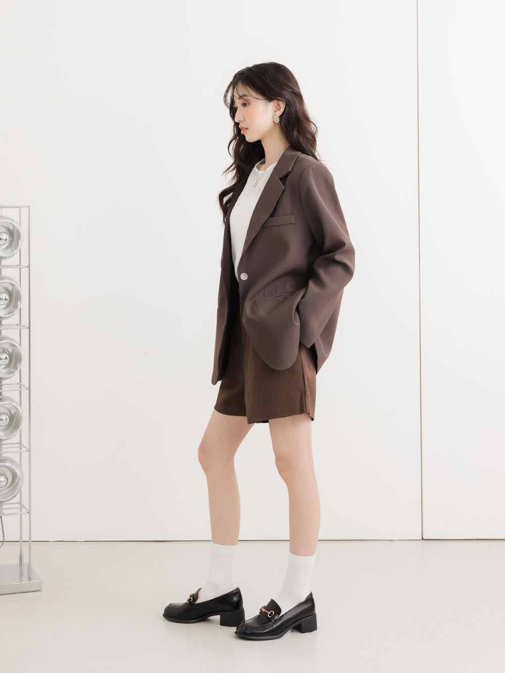 【真皮系列】波浪靜音跟馬銜釦樂福鞋 黑色