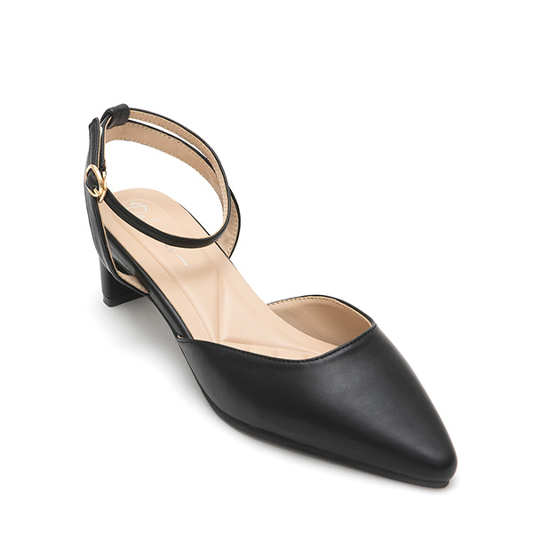 Elegant Pointed-Toe Flat Mary Jane Shoes Black